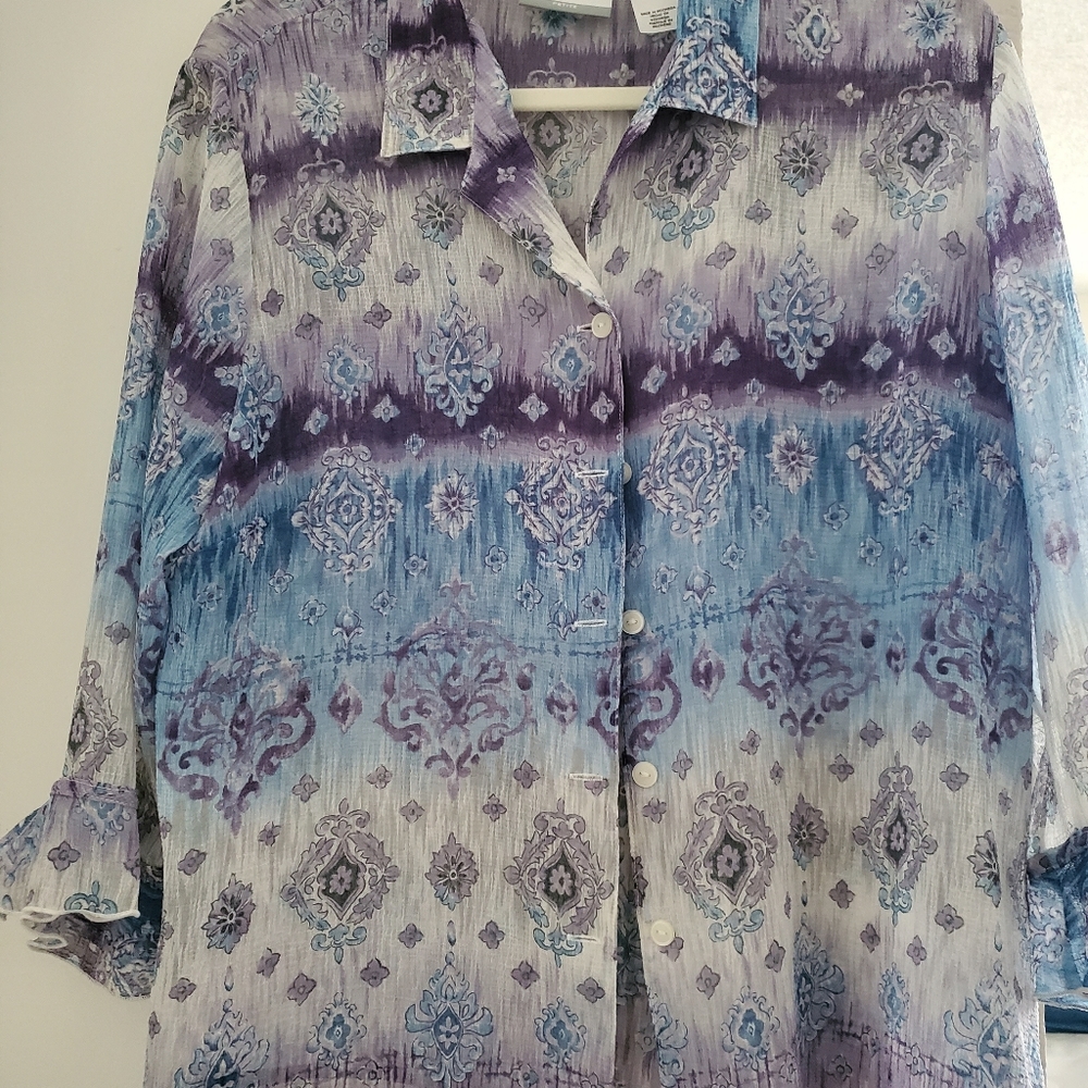 Alfred Dunner 3/4 purple blue blouse